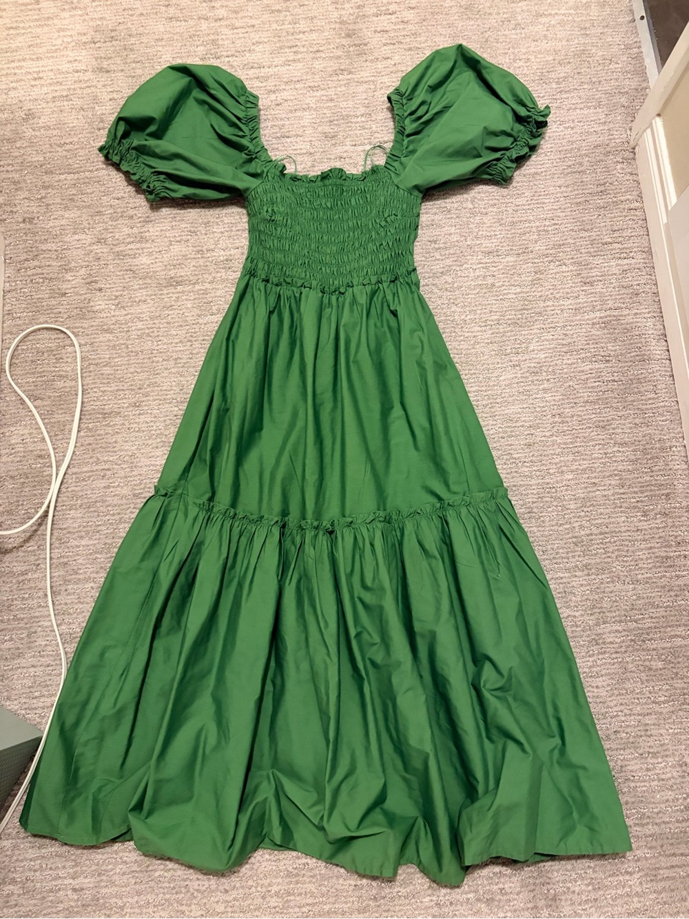 Abercrombie fitch Green Puff Sleeve Smocked Dress